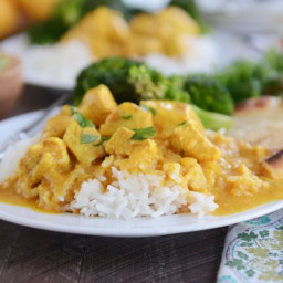 Thai Mango Chicken Red Curry with Coconut Rice {Quick and Easy}