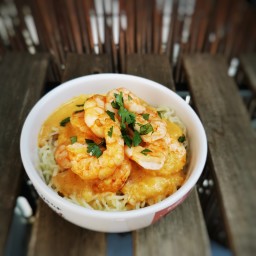Thai Red Curry prawns noodles with coconut milk