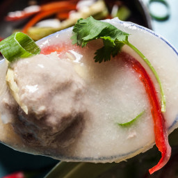 Thai Rice Congee with Pork Dumplings