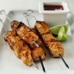 Thai salmon kebabs with sweet chilli and lime dip