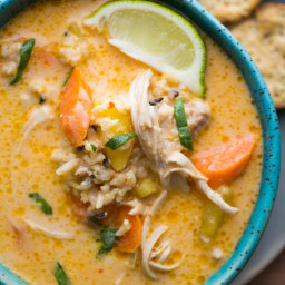 Thai Slow Cooker Chicken and Wild Rice Soup
