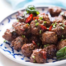 Thai Spiced Sticky Basil Meatballs