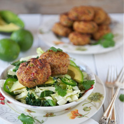 Thai-Style Baked Turkey Patties with Cabbage Slaw