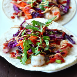 Thai Tacos with Ginger Slaw and Peanut Sauce