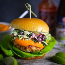 Thai Turkey Burgers with Spicy Carrot Ginger Sauce