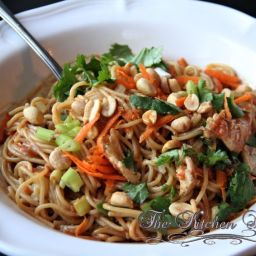 Thai Noodles with Chicken in a Spicy Peanut Sauce