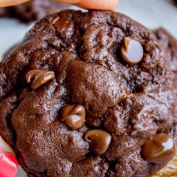 The Best Bakery Style Double Chocolate Chip Cookies
