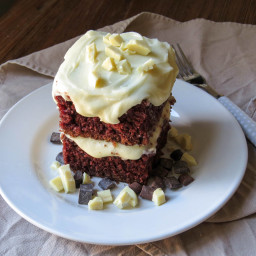 The Best Gluten-Free Red Velvet Cake with White Chocolate Ganache Frosting