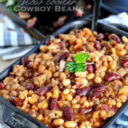 The BEST Slow Cooker Cowboy Beans