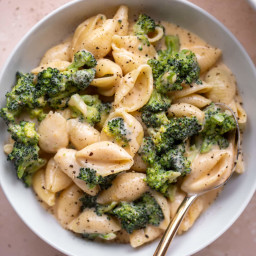 The Creamiest Broccoli Shells and Cheese.