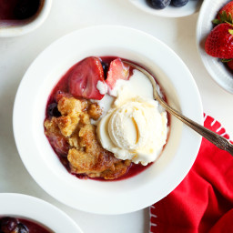 The Easiest Strawberry Blueberry Browned Butter Cobbler