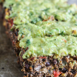 The Most Delicious Meatless Black Bean Meatloaf with Creamy Avocado Verde S