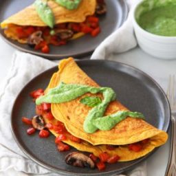 The Perfect Chickpea Omelet with Avocado Pesto (Vegan)