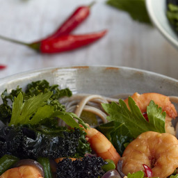 The Sirtfood Diet Asian king prawn stir-fry with buckwheat noodles