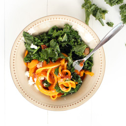 Thick Bacon, Kale and Goat Cheese Butternut Squash “Fettucine”