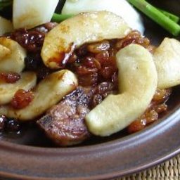 Thick Pork Chops with Spiced Apples and Raisins