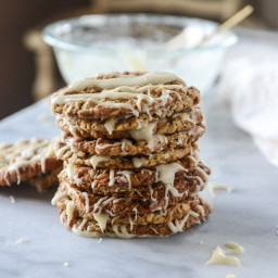 Thin and Chewy Spiced Oatmeal Cookies with Brown Butter Icing