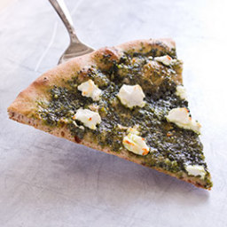 Thin-Crust Whole-Wheat Pizza with Pesto and Goat Cheese