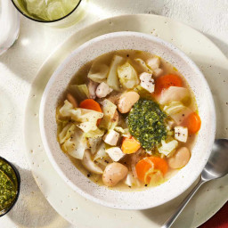 This Chicken & Cabbage Soup with Pesto Is Cozy & Comforting