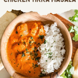 This Easy Healthy Chicken Tikka Masala features pieces of boneless chicken 