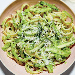This Fettuccine Pasta With Shaved Asparagus and Pea Pesto Is Incredibly Cre