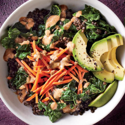 This Kale Lentil Bowl With Thai Almond Sauce Has 44% of Your Daily Fiber