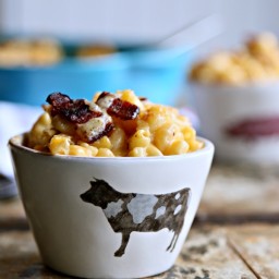 Three Cheese Baked Mac and Cheese with Bacon
