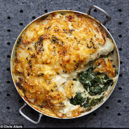 Three cheese, spinach and potato pie