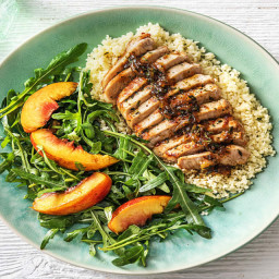 Thyme and Honey Pork Chops over Couscous with a Peachy Salad