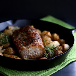 Thyme Crusted Pork Roast with Soy Caramel Sauce