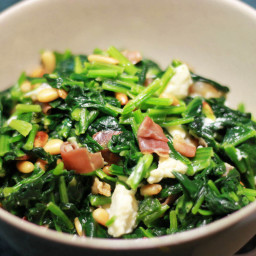 TLC - Low Carb Spinach Side Dish with Feta and Prosciutto