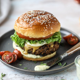 To Die For Veggie Burgers with Garlic Herb Mayo.