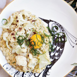Toasted Farro and Scallions with Cauliflower and Eggs