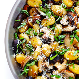 Toasted Gnocchi with Mushrooms, Basil and Parmesan