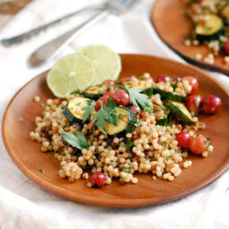Toasted Israeli Couscous with Zucchini and Grapes