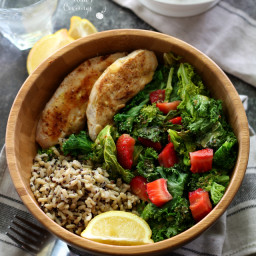 Toasted Kale Salad with Chicken and Lemon Dijon Dressing