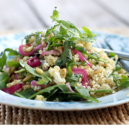 Toasted Millet Salad with Arugula, Quick Pickled Onions, and Goat Cheese