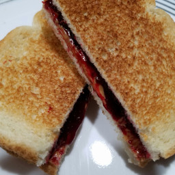 Toasted Peanut Butter and Black Raspberry Jelly Sandwich