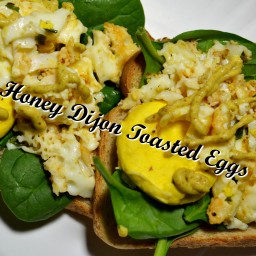 Toasted Honey Dijon Eggs on Spinach