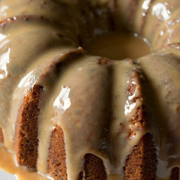 Toffee Pecan Bundt Cake with Caramel Drizzle