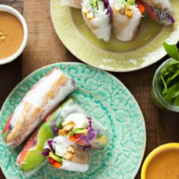 Tofu and Avocado Spring Rolls with Peanut Dipping Sauce