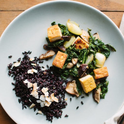 Tofu, Mustard Greens, and Shiitake Mushroom Stir-Fry