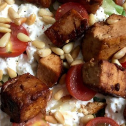Tofu salad with cottage cheese and pine nuts