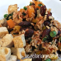 Tofu with Spanish Rice and Beans – #glutenfree #vegan
