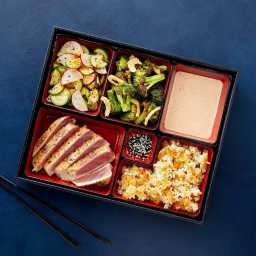 Togarashi Tuna Bento Box with Crispy Sushi Rice, Ponzu Broccoli & Samba