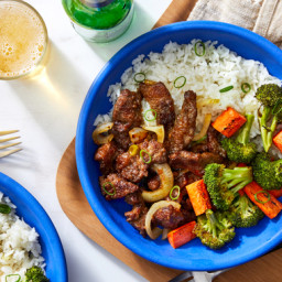 Tokyo Beef & Rice  Bowl with Roasted Broccoli & Carrots