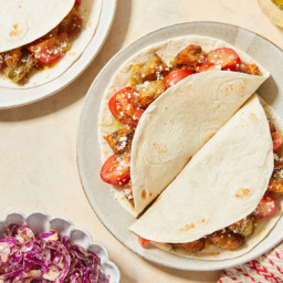 Tomatillo Chicken Tacos with Honey-Chipotle Slaw  & Cotija Cheese