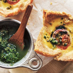 Tomato and basil bread cup quiches