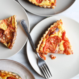 Tomato and Cheddar Tart with a Savory Parmesan Crust