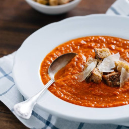 Tomato Artichoke Soup with Garlic Croutons